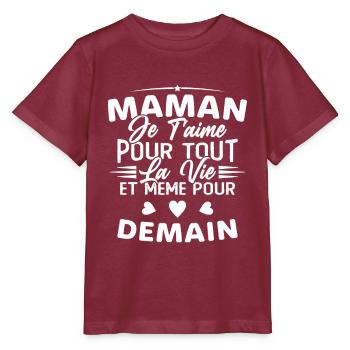 Maman je t'aime Mère Bébé Naissance Amour - T-shirt bio MINI CREATOR Stanley/Stella Enfant - bordeaux - Devant - Kain (125cm)