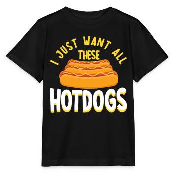 Ich will nur all diese Hot Dogs Hot Dog Geschenk - Stanley/Stella Kinder T-Shirt MINI CREATOR  - Schwarz - Vorne - Mikhail (115cm)