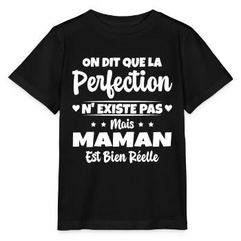 Maman est la perfection - Cadeau fête des mères - T-shirt bio MINI CREATOR Stanley/Stella Enfant - noir - Devant - Mikhail (115cm)