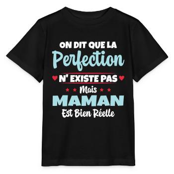 Maman est la perfection - Cadeau fête des mères - T-shirt bio MINI CREATOR Stanley/Stella Enfant - noir - Devant - Mikhail (115cm)