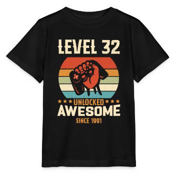 Level 32 abgeschlossen 1991 Geburtstagsgeschenk - Stanley/Stella Kinder T-Shirt MINI CREATOR  - Schwarz - Vorne - Mikhail (115cm)