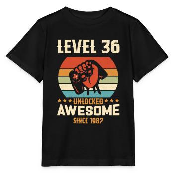 Level 36 komplettes Geburtstagsgeschenk von 1987 - Stanley/Stella Kinder T-Shirt MINI CREATOR  - Schwarz - Vorne - Mikhail (115cm)