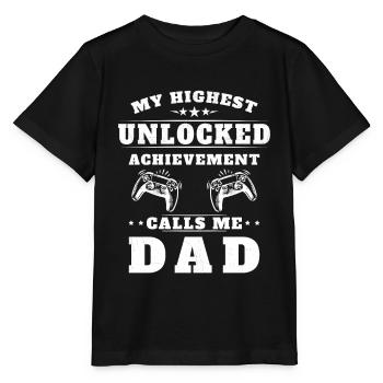 Mon plus haut succès débloqué m'appelle papa - T-shirt bio MINI CREATOR Stanley/Stella Enfant - noir - Devant - Mikhail (115cm)