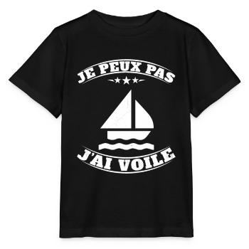 Je peux pas j'ai Voile - Humour Planche à Voile - T-shirt bio MINI CREATOR Stanley/Stella Enfant - noir - Devant - Mikhail (115cm)