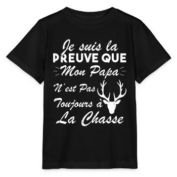 la preuve que mon papa pas toujours chasse - T-shirt bio MINI CREATOR Stanley/Stella Enfant - noir - Devant - Mikhail (115cm)