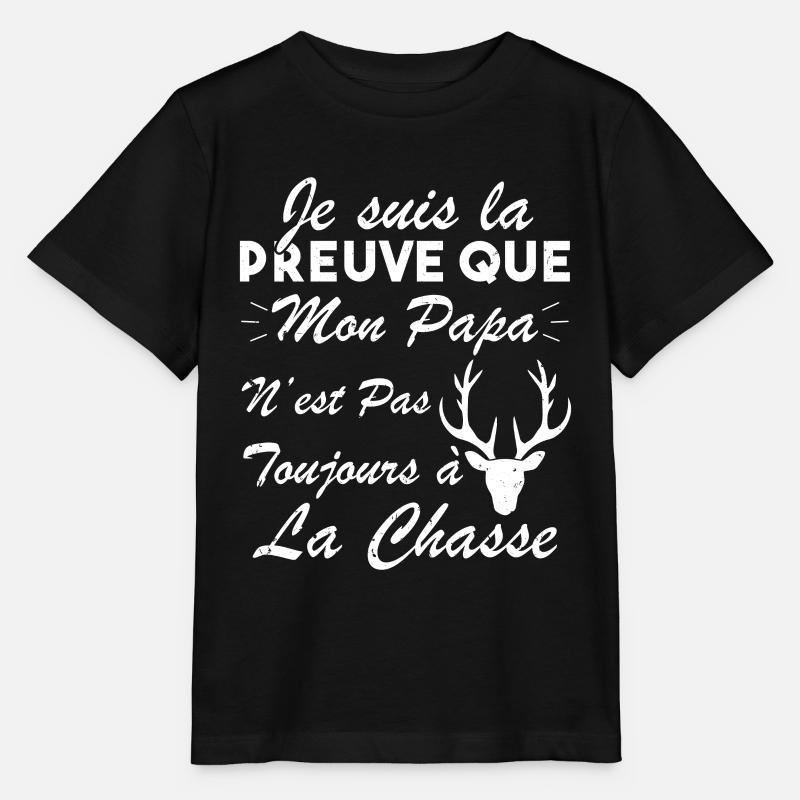 la preuve que mon papa pas toujours chasse - T-shirt bio MINI CREATOR Stanley/Stella Enfant - noir