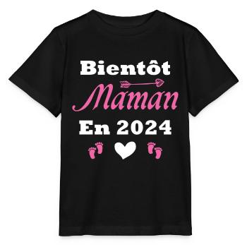 Bientôt future Maman 2024 - T-shirt bio MINI CREATOR Stanley/Stella Enfant - noir - Devant - Mikhail (115cm)