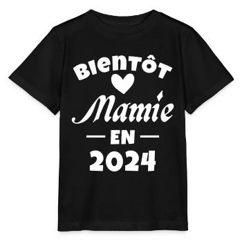 Bald eine zukünftige Oma 2024 - Stanley/Stella Kinder T-Shirt MINI CREATOR  - Schwarz - Vorne - Mikhail (115cm)