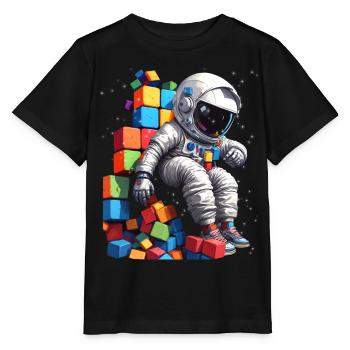 Space Astronaut Vintage Child Boy Girl - Stanley/Stella MINI CREATOR Kids’ T-Shirt - black - Front - Mikhail (115cm)