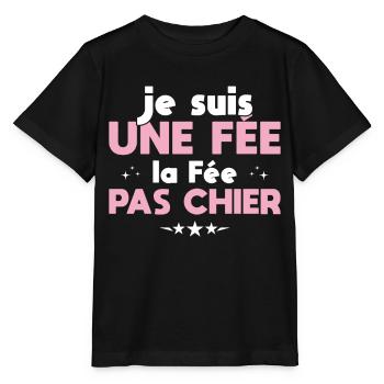 Je Suis Une Fée La Fée Pas Chier - T-shirt bio MINI CREATOR Stanley/Stella Enfant - noir - Devant - Mikhail (115cm)