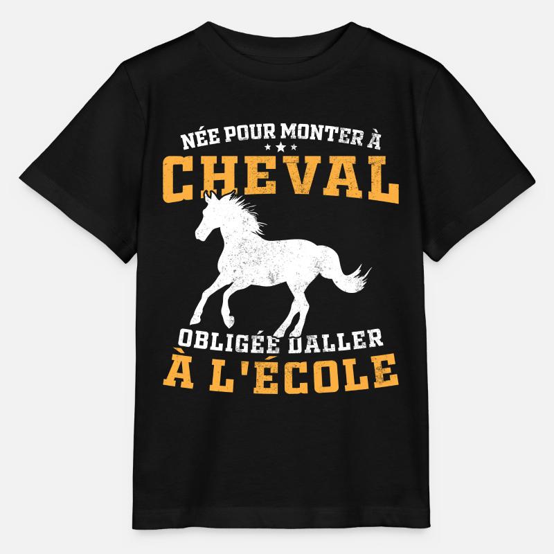 Née pour monter à cheval obligée d'aller à l'école - T-shirt bio MINI CREATOR Stanley/Stella Enfant - noir