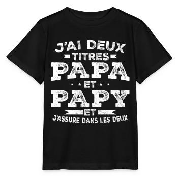 J ai Deux Titres Papa Et Papy - T-shirt bio MINI CREATOR Stanley/Stella Enfant - noir - Devant - Mikhail (115cm)