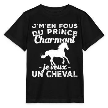 J'm'en fou du prince charmant je veux un cheval - T-shirt bio MINI CREATOR Stanley/Stella Enfant - noir - Devant - Mikhail (115cm)
