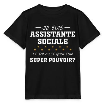 Social Worker - Super Power - Gift - Stanley/Stella MINI CREATOR Kids’ T-Shirt - black - Front - Mikhail (115cm)