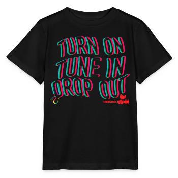 Woodstock Turn On Tune In Drop Out - Stanley/Stella Kinder T-Shirt MINI CREATOR  - Schwarz - Vorne - Mikhail (115cm)