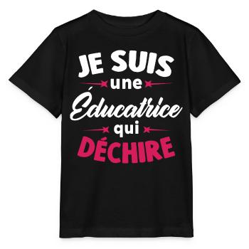 Je suis une éducatrice qui déchire - T-shirt bio MINI CREATOR Stanley/Stella Enfant - noir - Devant - Mikhail (115cm)