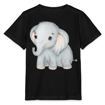 Elefanten Familie Mama Baby T-Shirt - Stanley/Stella Kinder T-Shirt MINI CREATOR  - Schwarz - Vorne - Mikhail (115cm)