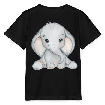 Elefanten Familie Mama Baby T-Shirt - Stanley/Stella Kinder T-Shirt MINI CREATOR  - Schwarz - Vorne - Mikhail (115cm)