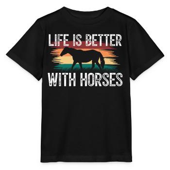 Das Leben ist besser mit Pferden. Pferdeliebhaber. - Stanley/Stella Kinder T-Shirt MINI CREATOR  - Schwarz - Vorne - Mikhail (115cm)