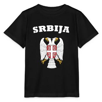 Serbien Srbija Adler Wappen Flagge Love Fussball - Stanley/Stella Kinder T-Shirt MINI CREATOR  - Schwarz - Vorne - Mikhail (115cm)