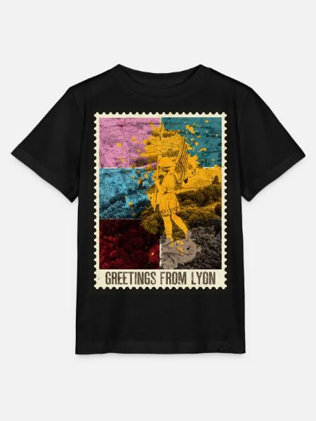 Lyon France Ville Skyline Timbre Coloré - T-shirt bio MINI CREATOR Stanley/Stella Enfant - noir