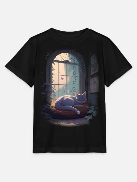 Schlafende Katze - Stanley/Stella Kinder T-Shirt MINI CREATOR  - Schwarz