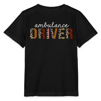 Ambulance Driver Leopard Print Funny Gift - Stanley/Stella MINI CREATOR Kids’ T-Shirt - black - Front - Mikhail (115cm)
