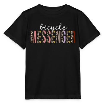 Fahrradkurier Leopardenprint lustiges Geschenk - Stanley/Stella Kinder T-Shirt MINI CREATOR  - Schwarz - Vorne - Mikhail (115cm)