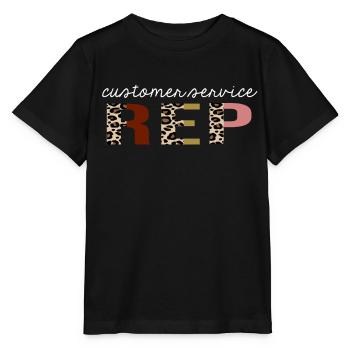 Customer Service Rep Leopard Print Funny Gift - Stanley/Stella MINI CREATOR Kids’ T-Shirt - black - Front - Mikhail (115cm)
