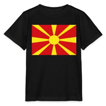 Offizielle Mazedonien-Flagge Mazedonischer Landesstolz - Stanley/Stella Kinder T-Shirt MINI CREATOR  - Schwarz - Vorne - Mikhail (115cm)