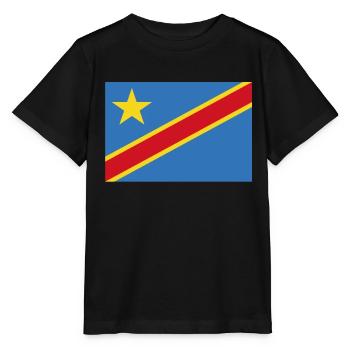 Offizielle Flagge der Demokratischen Republik Kongo - Stanley/Stella Kinder T-Shirt MINI CREATOR  - Schwarz - Vorne - Mikhail (115cm)