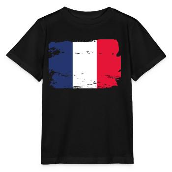 Offizielle Frankreich Flagge Französisch Country Pride Vintage - Stanley/Stella Kinder T-Shirt MINI CREATOR  - Schwarz - Vorne - Mikhail (115cm)