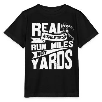 Les vrais athlètes courent des kilomètres et non des verges motivationnelles - T-shirt bio MINI CREATOR Stanley/Stella Enfant - noir - Devant - Mikhail (115cm)
