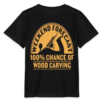 Wöchentliche Prognose 100% Chance auf Holzschnitzerei - Stanley/Stella Kinder T-Shirt MINI CREATOR  - Schwarz - Vorne - Mikhail (115cm)