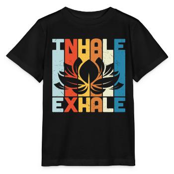 Einatmen Ausatmen Yoga Retro - Stanley/Stella Kinder T-Shirt MINI CREATOR  - Schwarz - Vorne - Mikhail (115cm)
