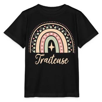Cadeau Traiteuse. Boho Rainbow traiteuse. - T-shirt bio MINI CREATOR Stanley/Stella Enfant - noir - Devant - Mikhail (115cm)