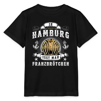 Franzbrötchen Hamburg Hamburch Gebäck Souvenir - Stanley/Stella Kinder T-Shirt MINI CREATOR  - Schwarz - Vorne - Mikhail (115cm)