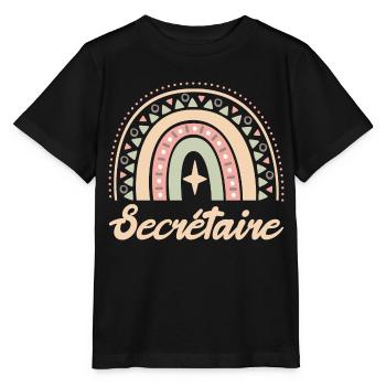Cadeau Secrétaire. Boho Rainbow secrétaire. - T-shirt bio MINI CREATOR Stanley/Stella Enfant - noir - Devant - Mikhail (115cm)
