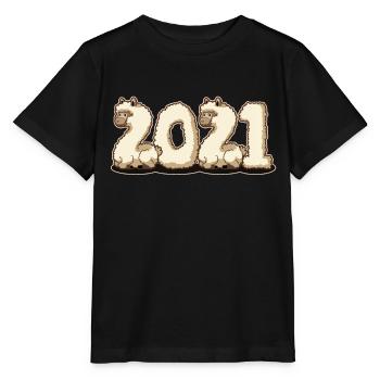 Frohes Neues Jahr 2021 Fluffy Llama Alpaca Nettes Geschenk - Stanley/Stella Kinder T-Shirt MINI CREATOR  - Schwarz - Vorne - Mikhail (115cm)