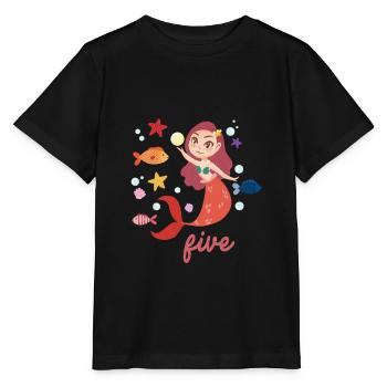 5ème anniversaire sirène sous la princesse de l'eau - T-shirt bio MINI CREATOR Stanley/Stella Enfant - noir - Devant - Mikhail (115cm)