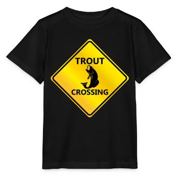 Trout crossing warning trout warning sign - Stanley/Stella MINI CREATOR Kids’ T-Shirt - black - Front - Mikhail (115cm)
