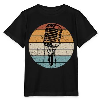 Mikrophon Microphone Vintage Musik Sänger Sängerin - Stanley/Stella Kinder T-Shirt MINI CREATOR  - Schwarz - Vorne - Mikhail (115cm)