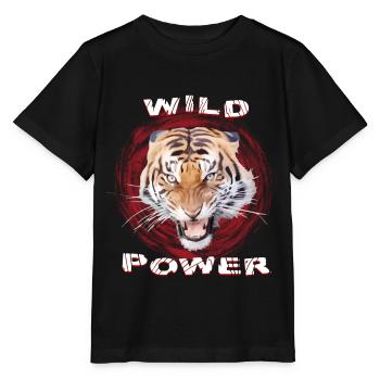 Tigre sauvage - Sifflement - Nature sauvage - Puissance sauvage - T-shirt bio MINI CREATOR Stanley/Stella Enfant - noir - Devant - Mikhail (115cm)