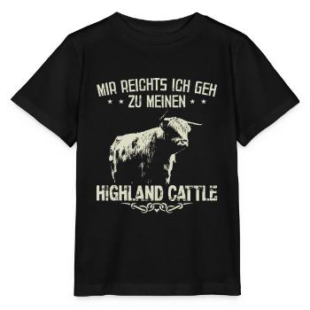 Highland cattle Highland cattle Highland cattle cow - Stanley/Stella MINI CREATOR Kids’ T-Shirt - black - Front - Mikhail (115cm)