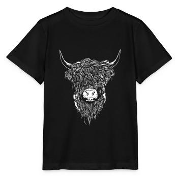 Highland cattle Highland cattle Highland cattle cow - Stanley/Stella MINI CREATOR Kids’ T-Shirt - black - Front - Mikhail (115cm)