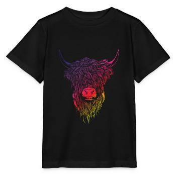 Highland cattle Highland cattle Highland cattle cow - Stanley/Stella MINI CREATOR Kids’ T-Shirt - black - Front - Mikhail (115cm)