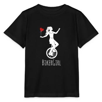 Biker girl design for unicyclist - Stanley/Stella MINI CREATOR Kids’ T-Shirt - black - Front - Mikhail (115cm)