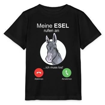 Esel ruft an I Handy Burro Muli Maultier Mama Papa - Stanley/Stella Kinder T-Shirt MINI CREATOR  - Schwarz - Vorne - Mikhail (115cm)