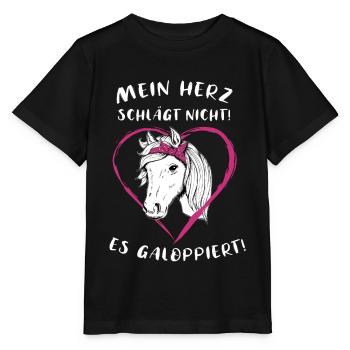 Pferde Herz Reiterin Geschenkidee - Stanley/Stella Kinder T-Shirt MINI CREATOR  - Schwarz - Vorne - Mikhail (115cm)