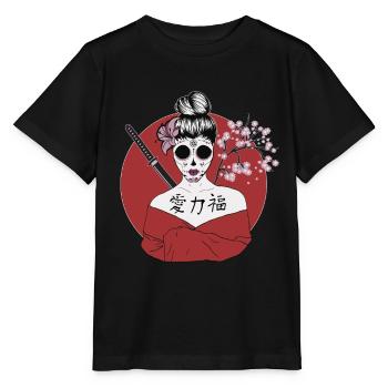 Japanische Geisha Sugar Skull - Stanley/Stella Kinder T-Shirt MINI CREATOR  - Schwarz - Vorne - Mikhail (115cm)